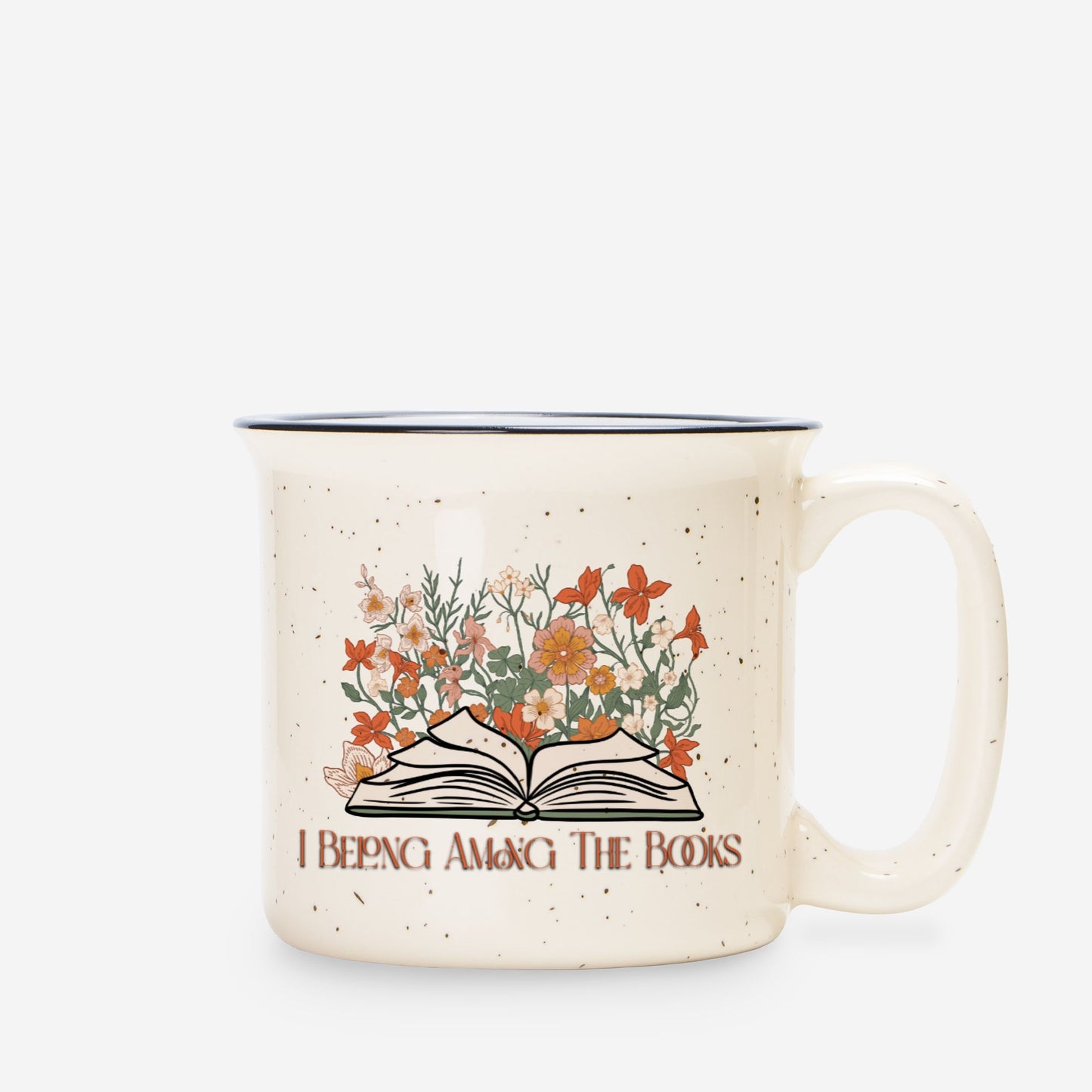 Ceramic Speckled Mug- I Belong Among The Books